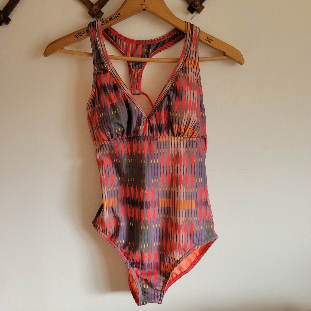 NWT One Piece Swimsuit Low Back Cutout Orange Extra Small XS